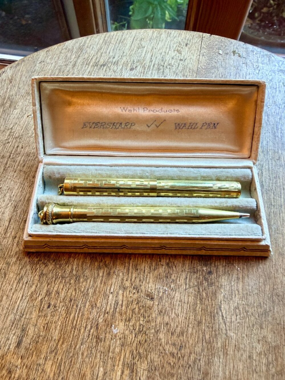 Wahl Eversharp fountain pen & Pencil set - Yellow Gold-Filled Greek key